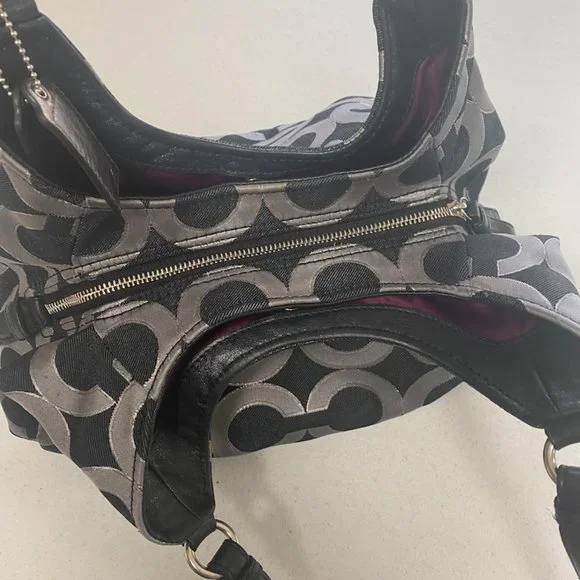 Coach Maggie Mia Signature Canvas Silver Black Gray - Picture 3 of 3